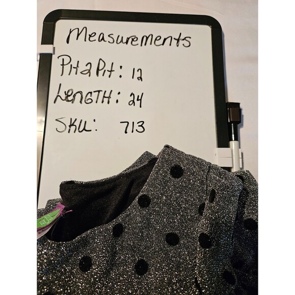 Youth Girls Dollie & Me Sz 6 Dress Metallic Silver Color W/ Black Dots - Picture 9 of 9